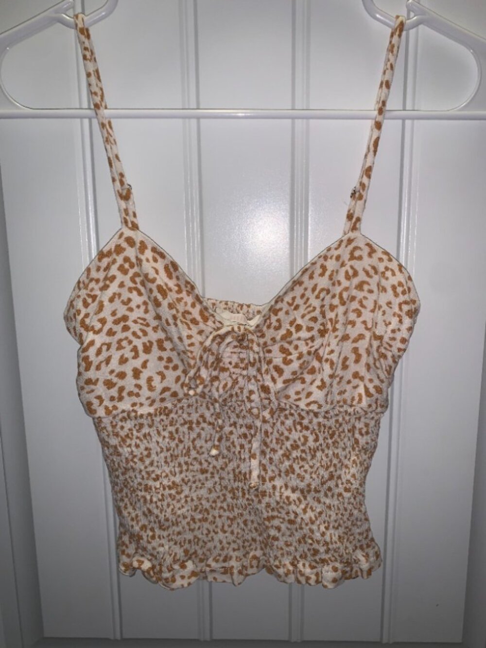 Animal Print Smocked Crop Tank Top